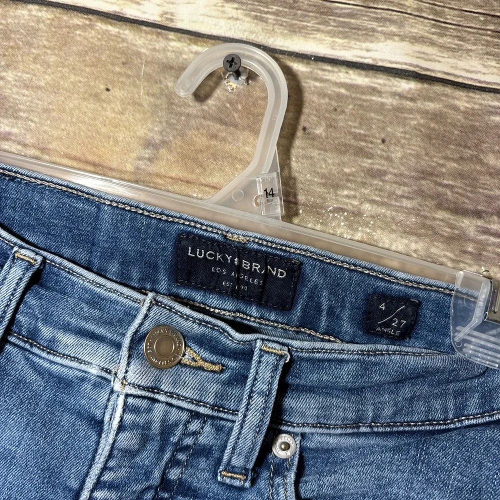 Lucky Brand Jeans Ava Mid Rise Skinny‎ 4 27 Ankle Frayed Hem Stretch Slim